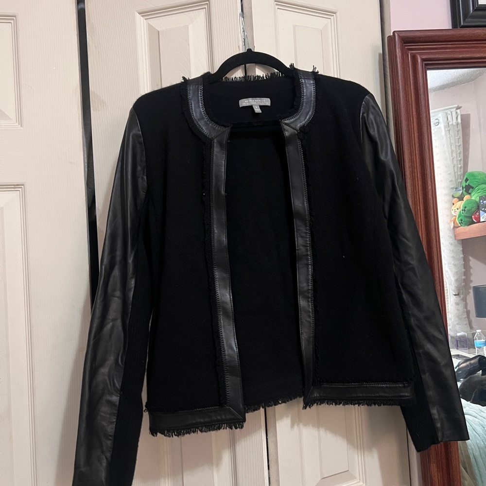 Neiman Marcus Black Jacket with Leather Trim